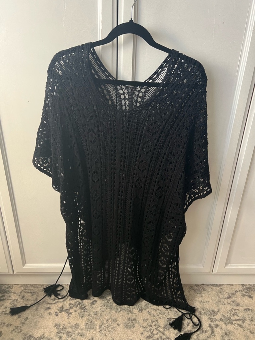 Black Crochet Swim Cover-Up Tunic